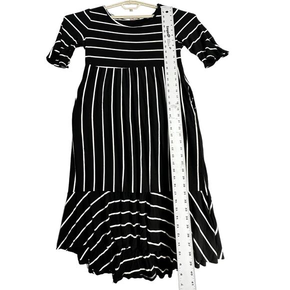Hailey Co Midi Dress Women Size L Black White Striped Pockets  Minimalist - Picture 6 of 9